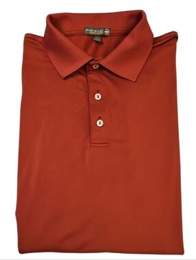 Peter Millar Men's Polo Shirt - Rust Colored, Size L